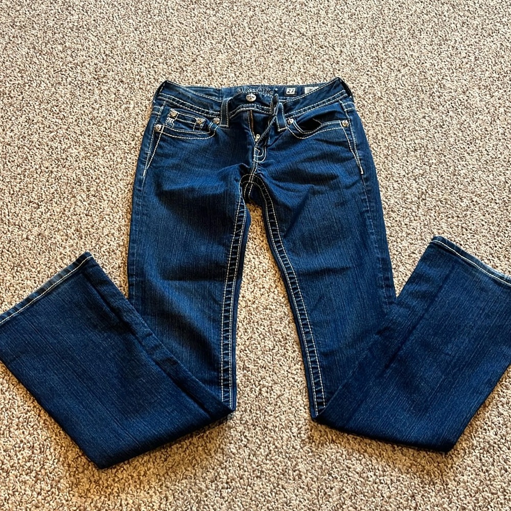 Miss Me jeans size 27 boot cut 32”inseam low rise